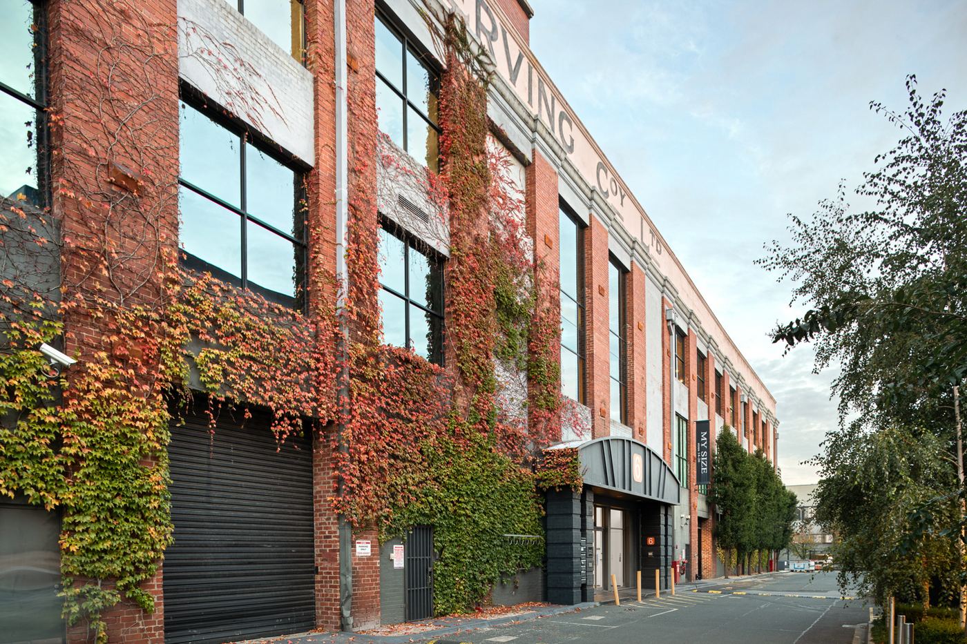 Street facade with vines